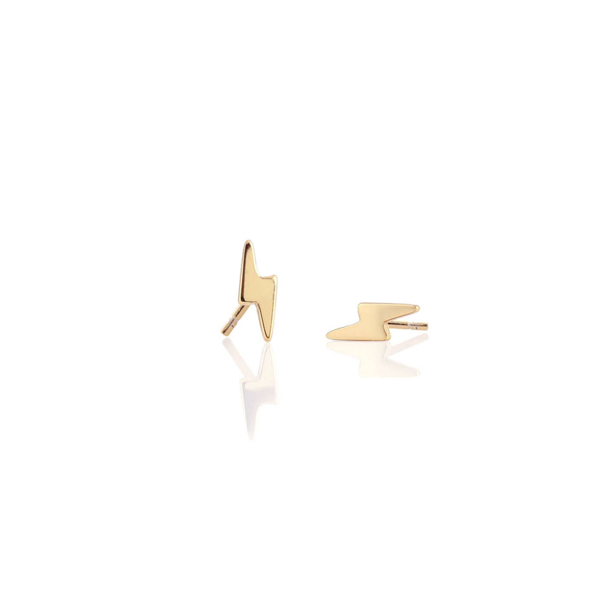 Lightning Bolt Stud Earrings: 18K Gold Vermeil