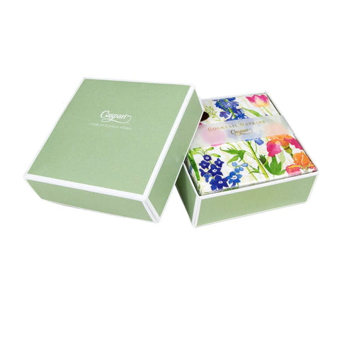 Summer Garden Boxed Paper Cocktail Napkins in White - 40 Per Box