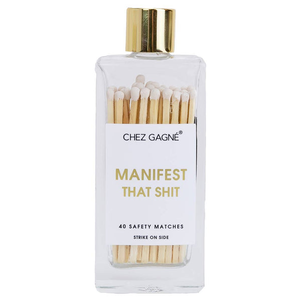 Manifest That Shit Matches - Glass Bottle Matchsticks - White