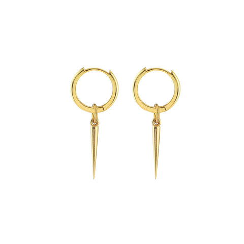 Tall Spike Huggie Hoop Earrings: 18K Gold Vermeil