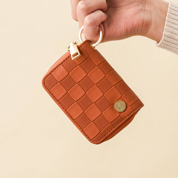 Zip Around Wallet-Cognac Check