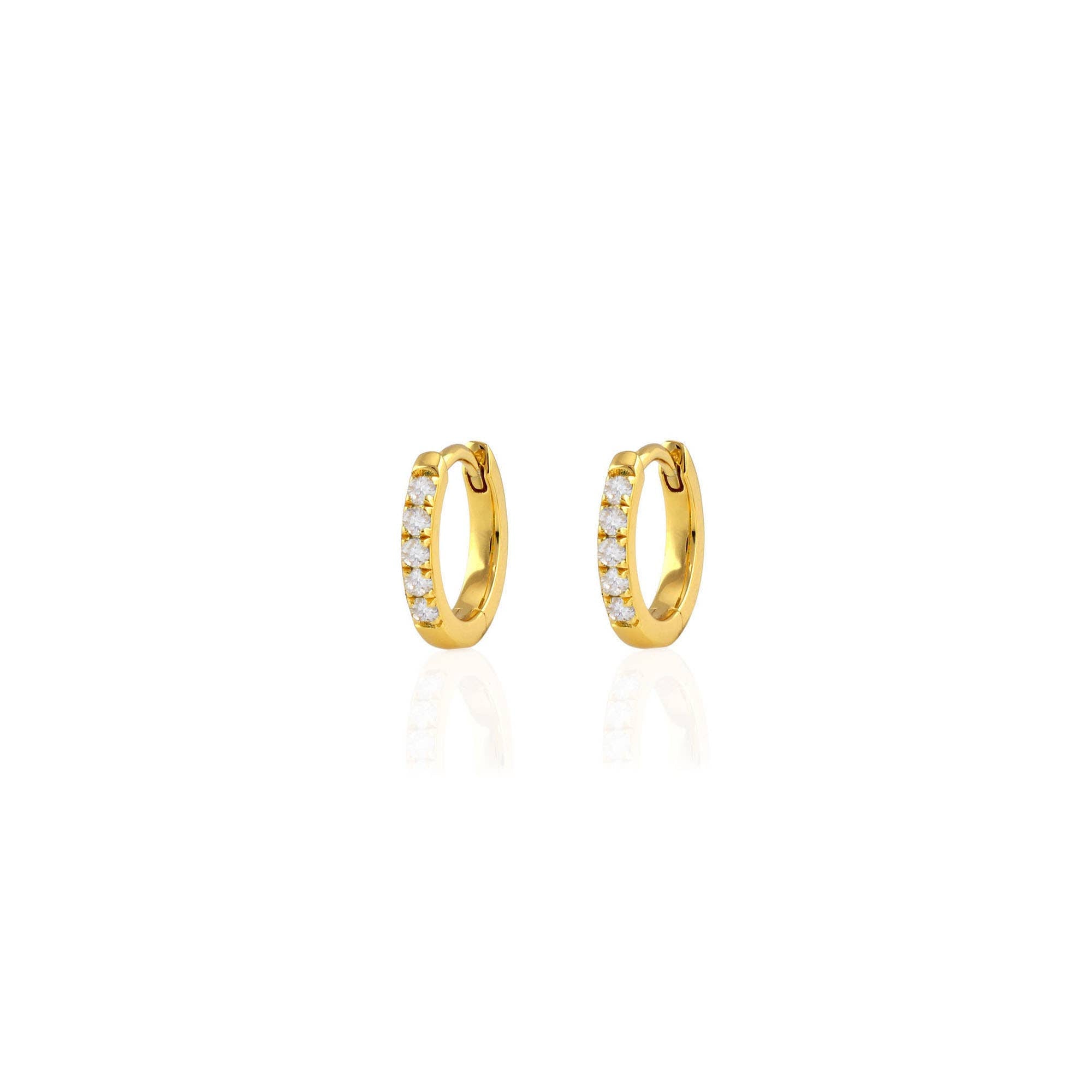 Crystal Huggie Hoop Earrings 18K Gold Vermeil | 12mm Hoop Hinge Closure Nickel Free Hypoallergenic Ships from CA : 18K Gold Vermeil / Crystal