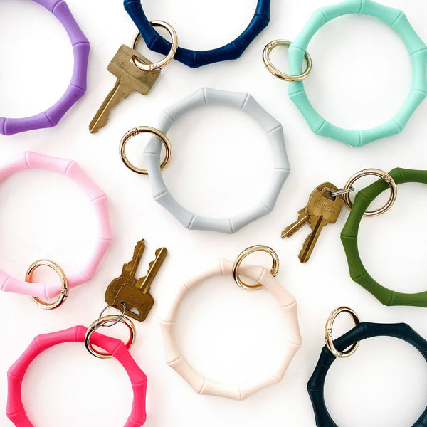 Bracelet Keychains - Silicone Material, Bamboo Shaped Design: Tan