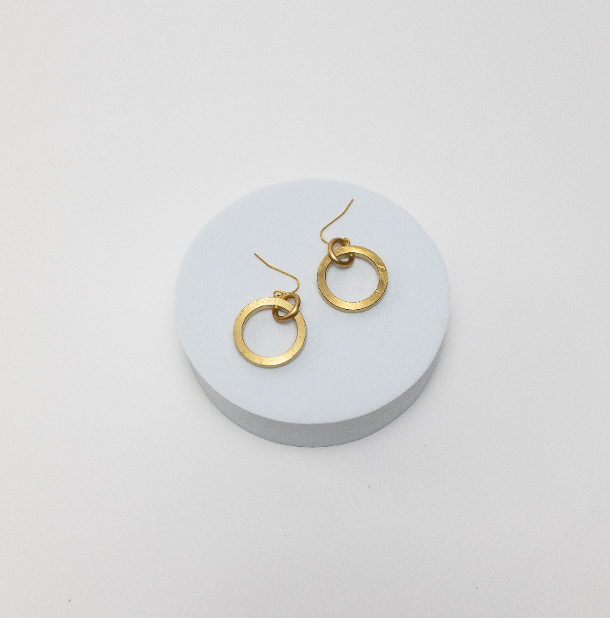 Linked Brass & Gold Plated Earrings