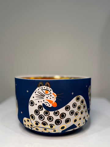 Small Chubby Bowl Leopard - Cobalt