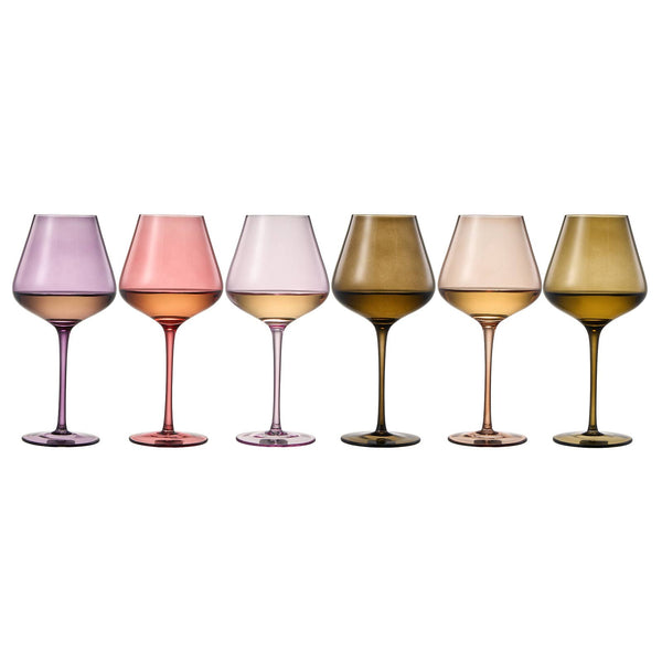 Colored Crystal Wine Glass Set of 6, Large 20 OZ (Stemmed)