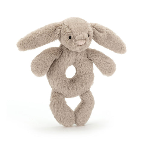 Bashful Grey Bunny Ring Rattle