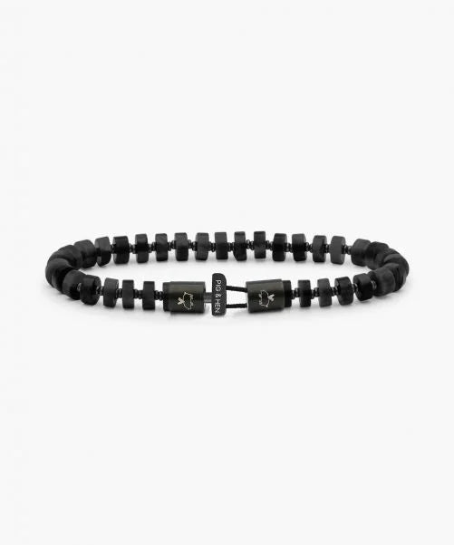 Brontide 6mm Mens Bracelet - Black Agath/Black - M