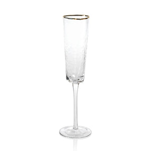 Apertivo Triangular Champagne Flute - Clear w/Gold Rim