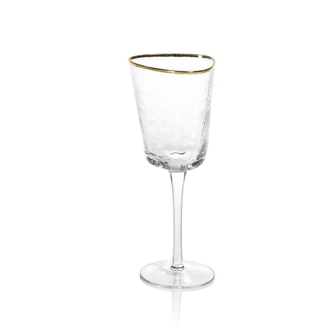 Apertivo Triangular Wine Glass - Clear w/Gold Rim