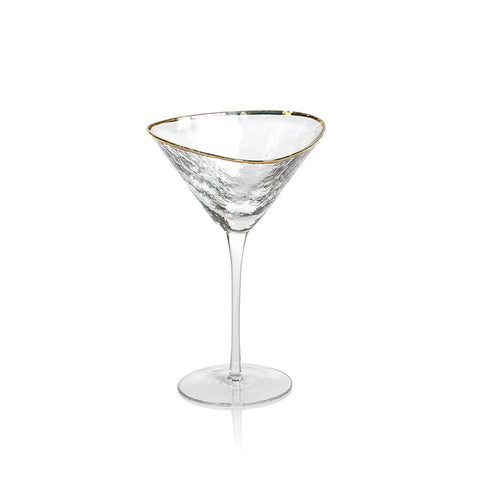 Apertivo Triangular Martini Glass w/Gold Rim