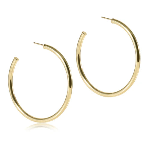 Round Gold 2" Post Hoop - 3mm - Smooth