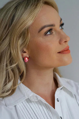 Gaia Jet Petite Earrings - Coral Sunset