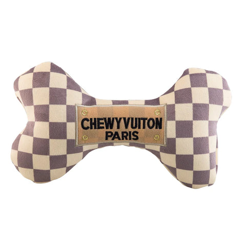 Checker Chewy Vuiton Bone Dog Toy - XL