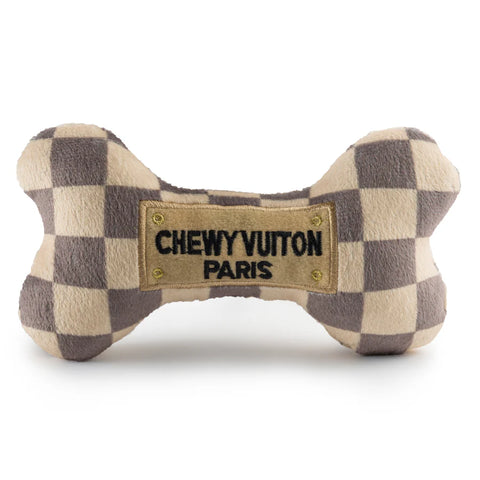 Checker Chewy Vuiton Bone Dog Toy - Large