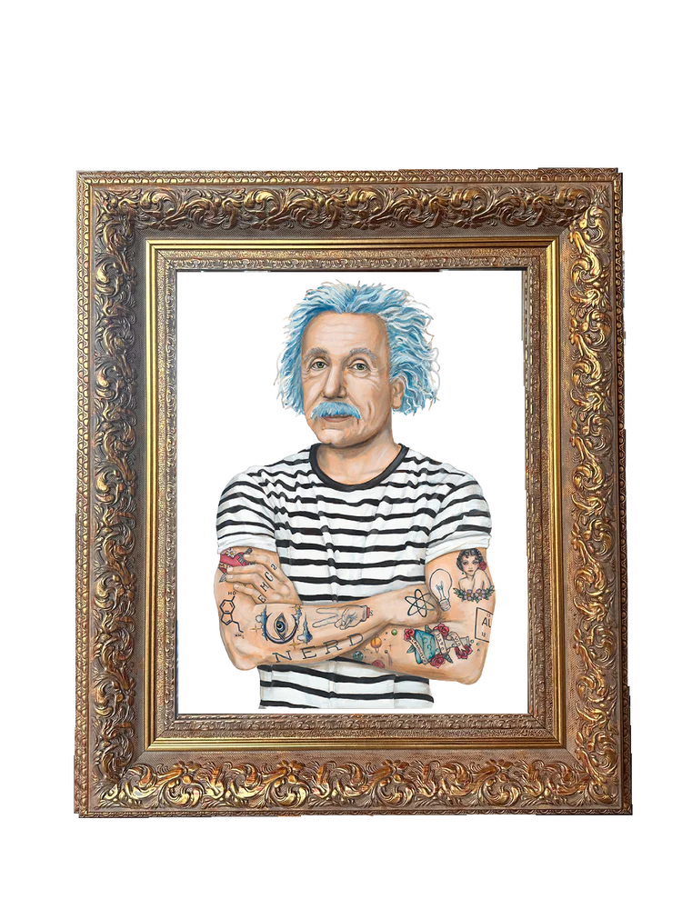 Inked Einstein Paper Print in Baroque Frame - 11 x 14