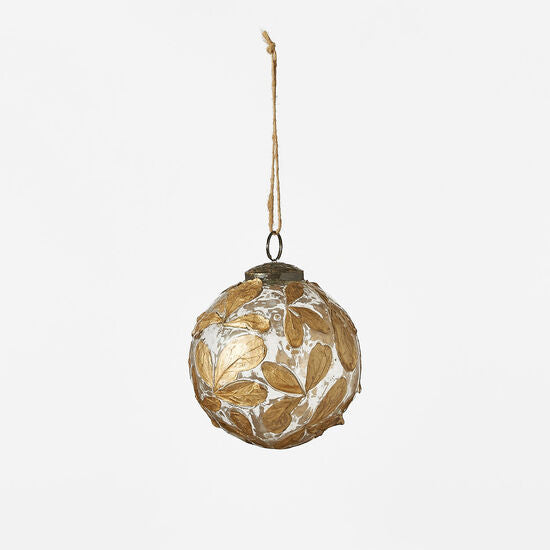 Gold Leaves Ball Ornament