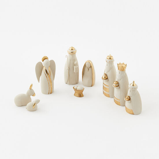 Nativity Set - Gold & White - Set of 9