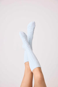 Cable Crew Socks - Blue