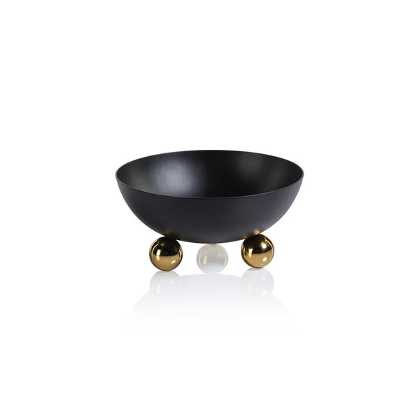 Condiment Bowl - Black with Gold Feet