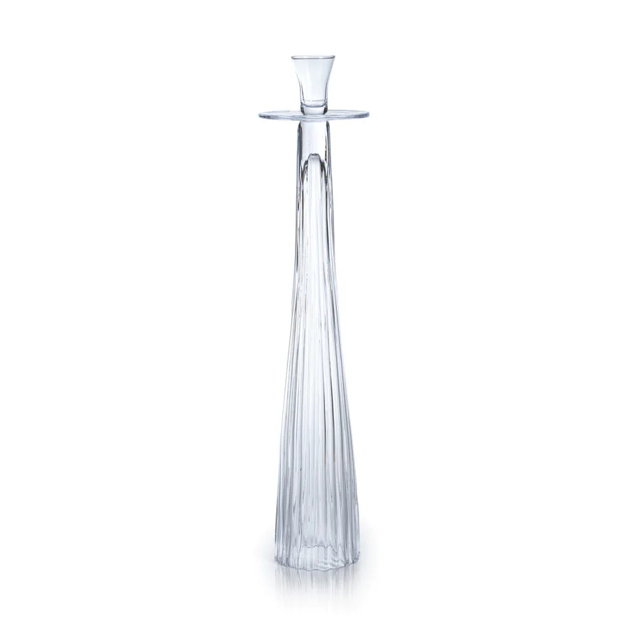 Tall Ribbed Glass Taper Holder - Clear - 21.75" Tall