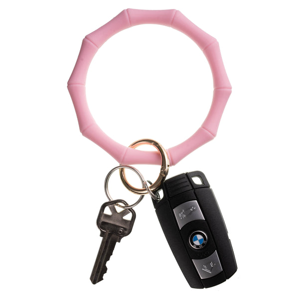 Bracelet Keychains - Silicone Material, Bamboo Shaped Design: Light Pink