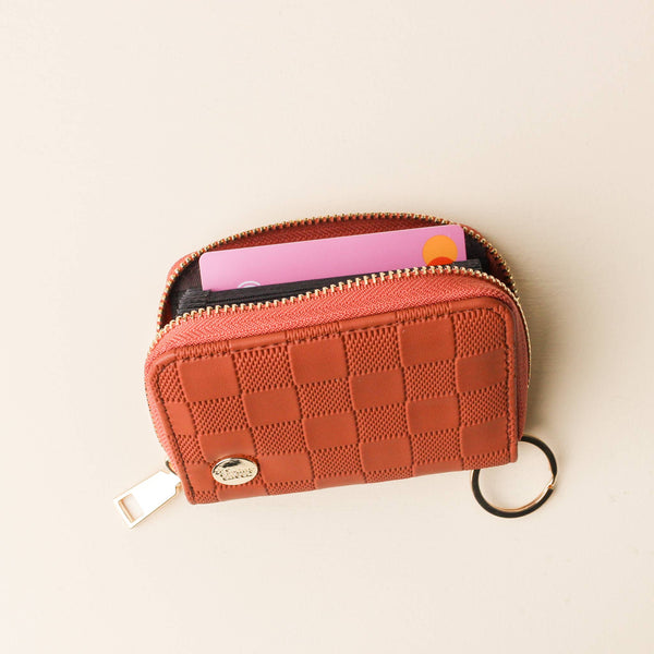 Zip Around Wallet-Cognac Check