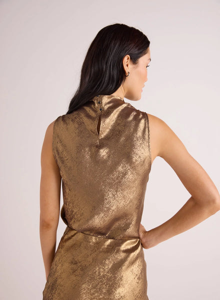 Cowl Neck Bias Top - Gold Metallic