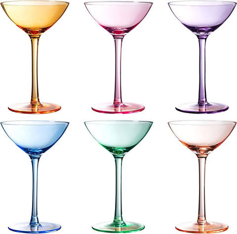 Colored Coupe Glasses, Bright | Set of 6 | 7.3 oz